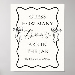 Tie the Knot Bridal Shower Guess How Many Bows Poster