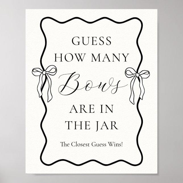 Tie the Knot Bridal Shower Guess How Many Bows Poster (Front)
