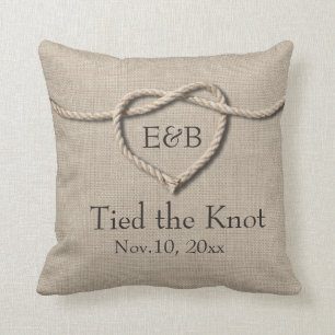 Tie the Knot Burlap Wedding Pillow