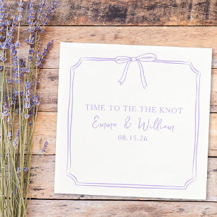 "Tie The Knot" Elegant Bow Lavender Chic Wedding Napkin