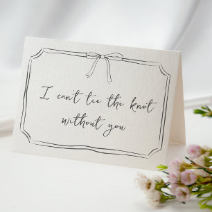 "Tie The Knot" Hand Drawn Bow Bridesmaid Proposal Card