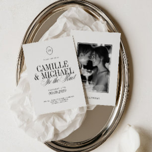 Tie the Knot Monogram Photo Modern Wedding Invitation