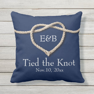 Tie the Knot Outdoor Navy Wedding Pillow