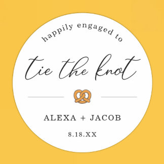 Tie the Knot Pretzel Engagement Party Favor Label