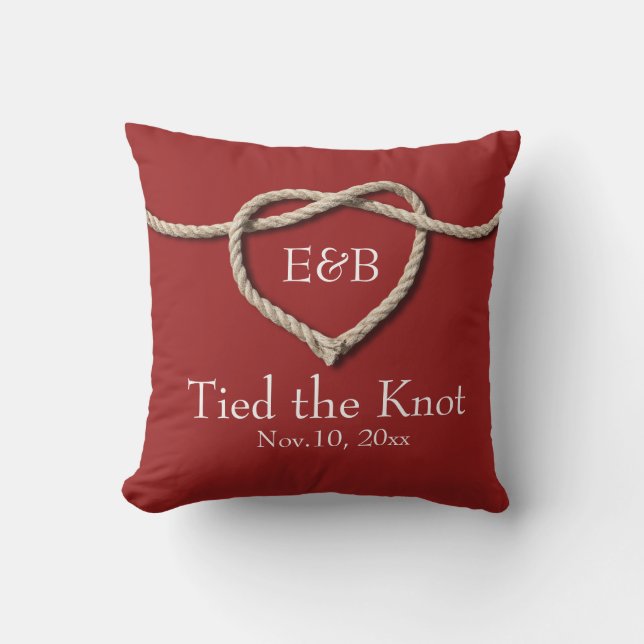 Tie the Knot Red Wedding Pillow (Front)