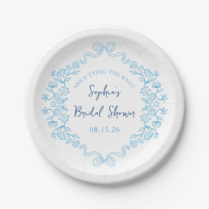  "Tie the Knot" Something Blue Bow Bridal Shower  Paper Plate