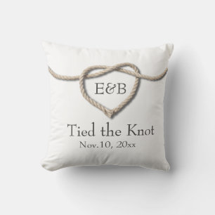 Tie the Knot White Outdoor Wedding Pillow