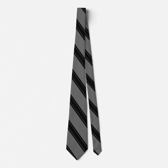 Tie / Triple Stripe Black on Grey pattern (Front)