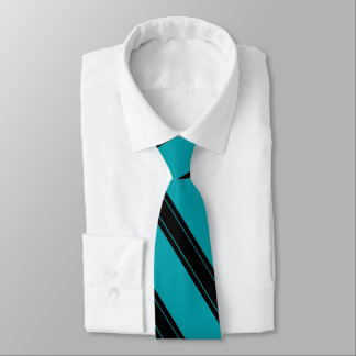 Tie / Triple Stripe Black on Teal pattern