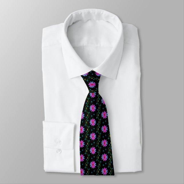 Tie with Abstract Flower pattern (Tied)