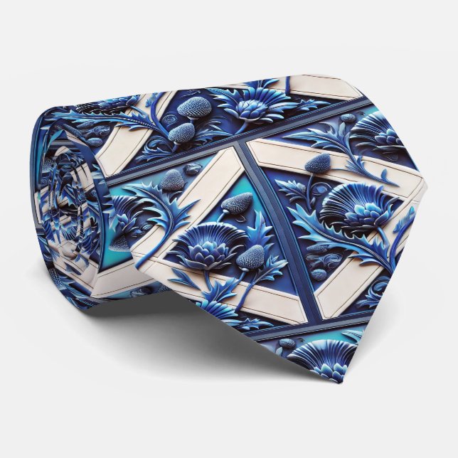 Tie with Scottish Thistles Design (Rolled)