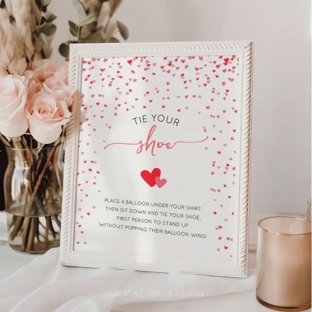 Tie Your Shoe Baby Shower Game Sign (little sweetheart baby shower)