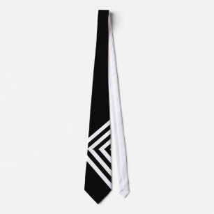 Tie Zizzago Retro Black White V stripe
