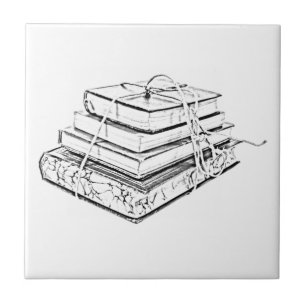 Tied Books Sketch Ceramic Tile