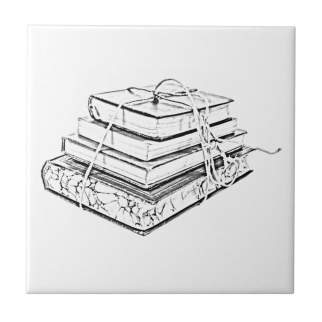 Tied Books Sketch Ceramic Tile (Front)