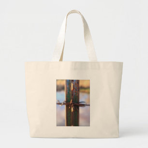 Tied Green and Rust Large Tote Bag