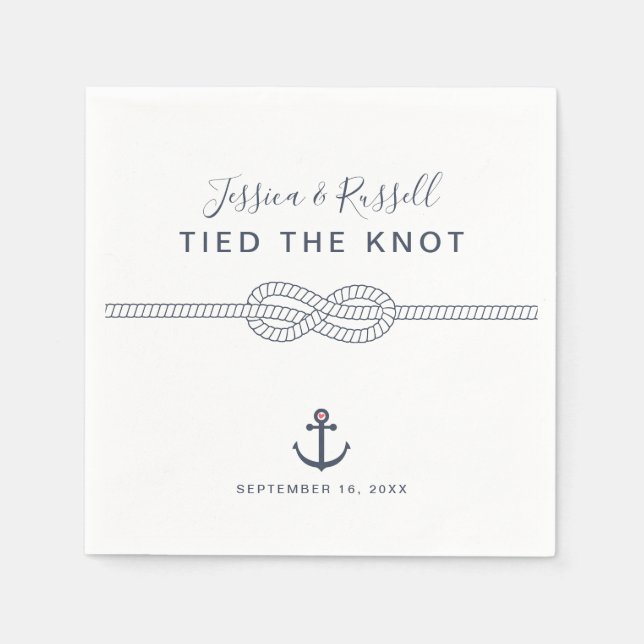 Tied The Knot Anchor Wedding Napkin (Front)
