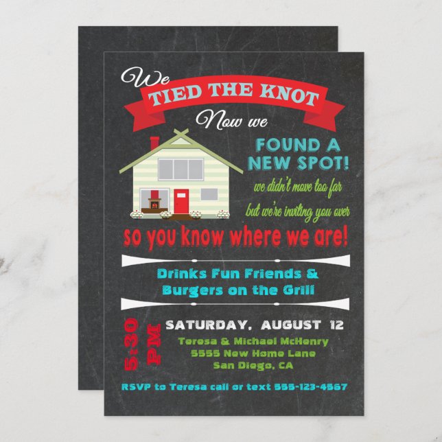 Tied the knot Housewarming Party Invitations (Front/Back)