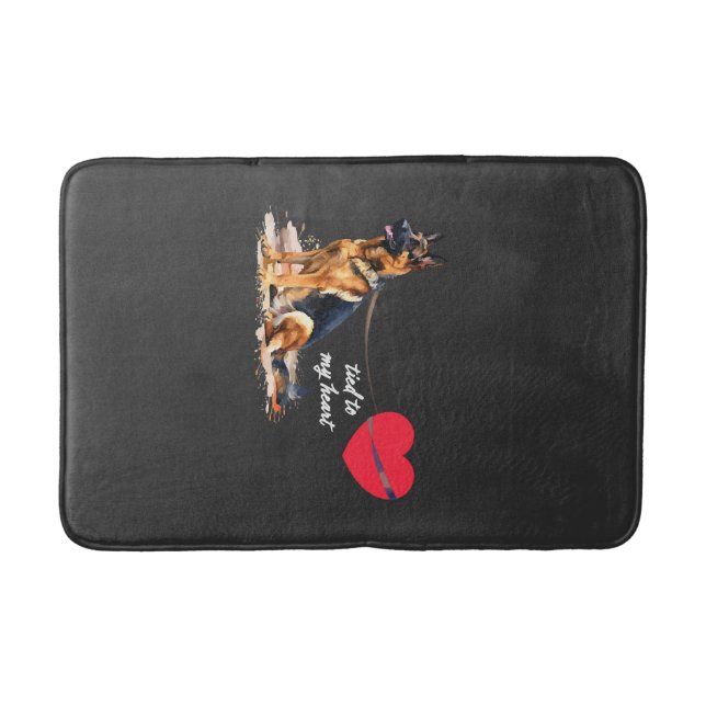 Tied to My Heart German Shepherd Bath Mat (Front)