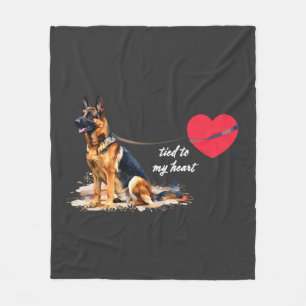 Tied to My Heart German Shepherd Fleece Blanket