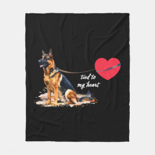 Tied to My Heart German Shepherd Fleece Blanket