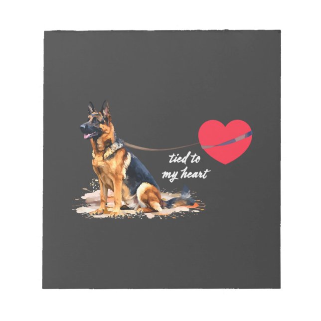 Tied to My Heart German Shepherd Notepad (Front)