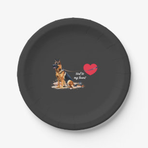Tied to My Heart German Shepherd Paper Plate