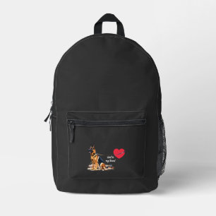 Tied to My Heart German Shepherd Printed Backpack