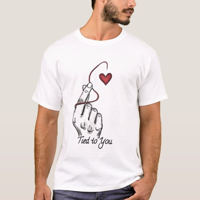 Tied to You Red String of Fate Minimalist Tattoo  T-Shirt (Front)