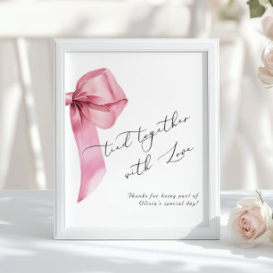 Tied together with love Pink Bow Birthday favours Poster