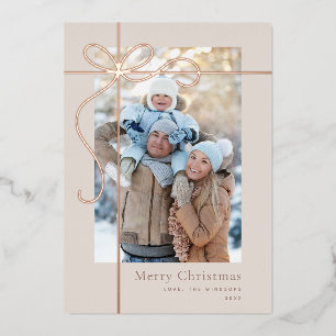 Tied with a Bow Family Photo Foil Holiday Card
