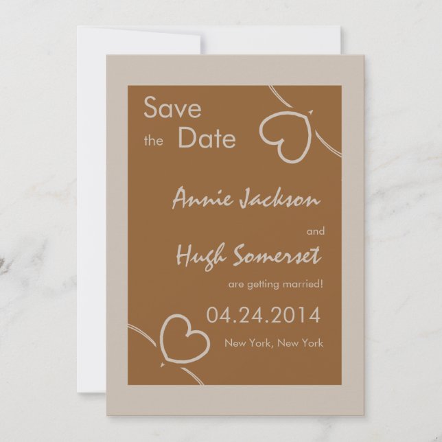 Tied with hearts - save the date cards (Front)