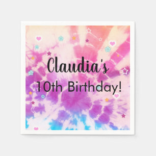 Tiedye girl birthday paper napkins party supply.