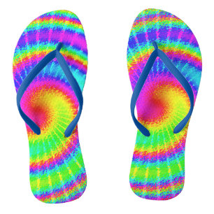 TieDye Hippie Psychedelic Groovy Colourful 70s Thongs