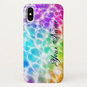 Tiedye Hippie Wavy Rainbow Effect Personalised iPhone X Case