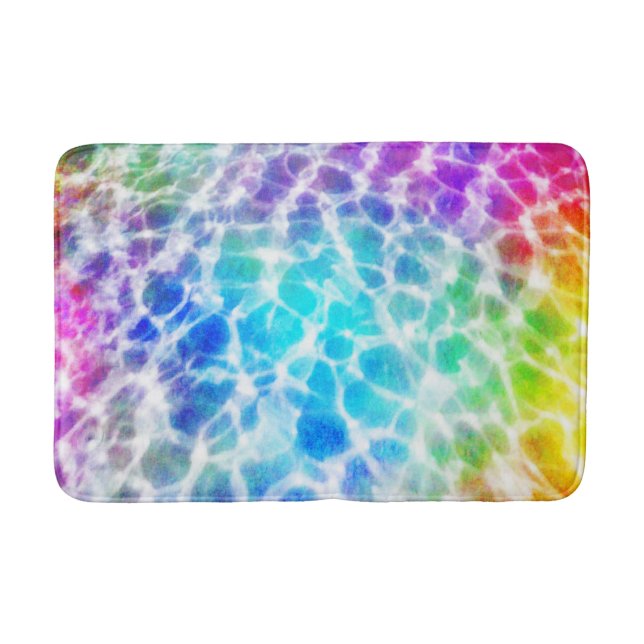 Tiedye Hippie Wavy Rainbow Pool Water Effect Bath Mat (Front)