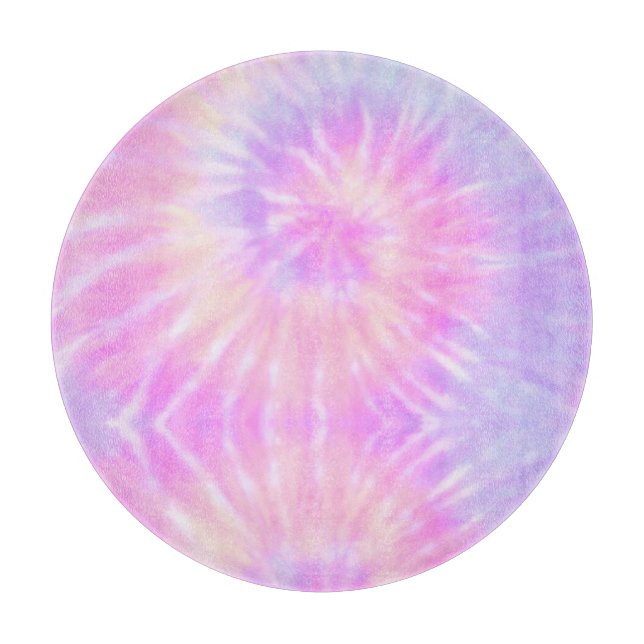 Tiedye Pastel Rainbow Spiral Hippie Tie Dye  Cutting Board (Front)