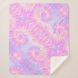 Tiedye Pastel Rainbow Spiral Hippie Tie Dye  Sherpa Blanket