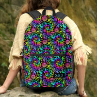 Tiedye Retro Hippie Flower Pattern Custom Monogram