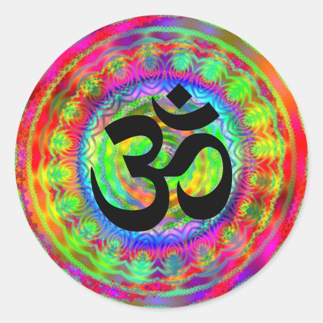 Tiedye Target with Om Symbol Classic Round Sticker (Front)