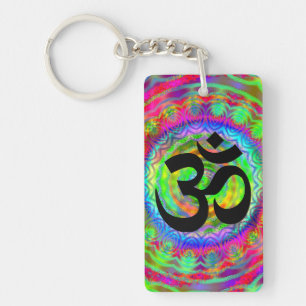 Tiedye Target with Om Symbol Key Ring