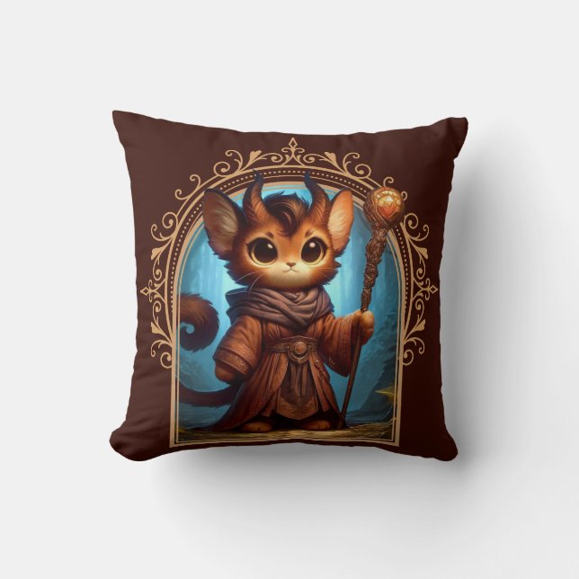 Tiefling Feline Fantasy Adventure Cushion (Front)