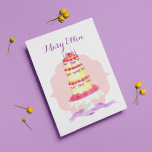 Tiered Birthday Cake Personalised Birthday Card