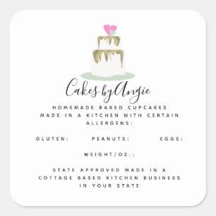 Tiered Cake Logo Homemade Food Business   Square Sticker