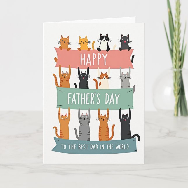 Tiered Cats Fathers Day Image Card (Front)