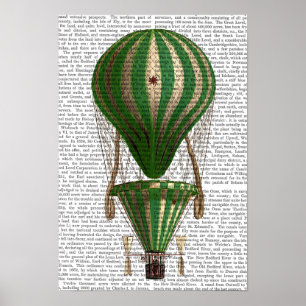 Tiered Hot Air Balloon Green Poster