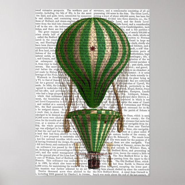 Tiered Hot Air Balloon Green Poster (Front)