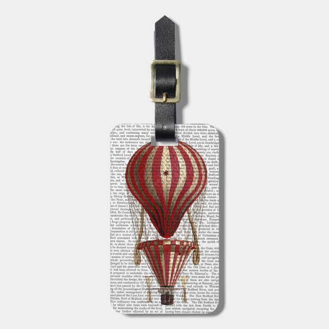Tiered Hot Air Balloon Print Red Luggage Tag (Front Vertical)