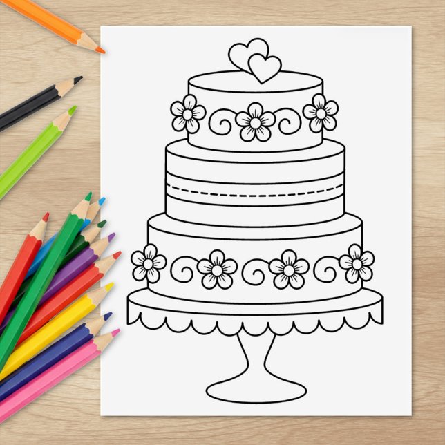 Tiered Wedding Cake Colouring Page Rubber Stamp (Creator Uploaded)