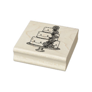 Tiered Wedding Cake Roses Engagement Bridal Stamp